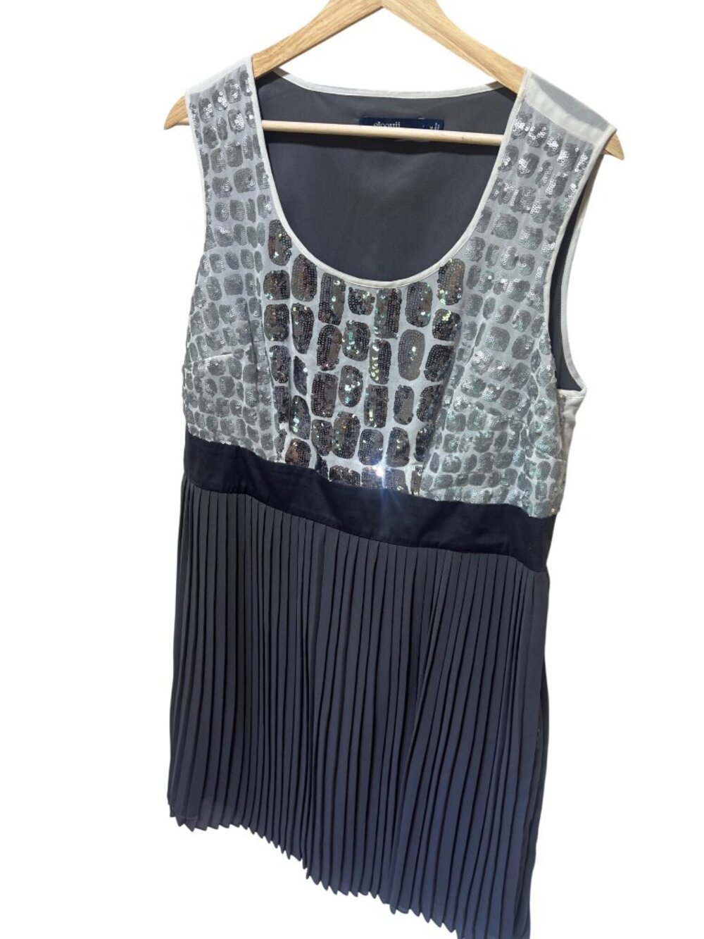 Eloquii By The Limited Sequin Detail Pleated Sleeveless Dress Gray Black Size 14